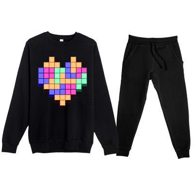 Heart Block Game Valentine's Day Gamer Love Premium Crewneck Sweatsuit Set