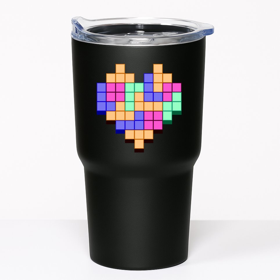 Heart Block Game Valentine's Day Gamer Love Tumbler