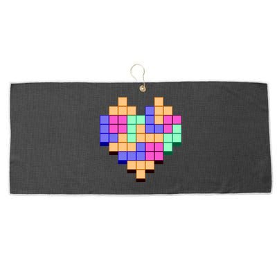 Heart Block Game Valentine's Day Gamer Love Large Microfiber Waffle Golf Towel