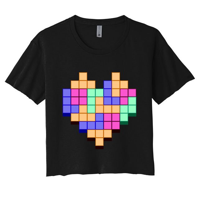 Heart Block Game Valentine's Day Gamer Love Crop Top