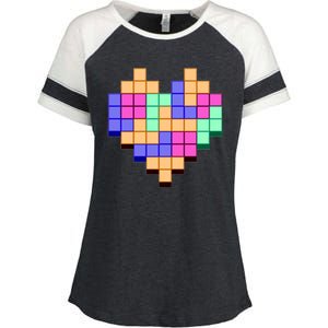 Heart Block Game Valentine's Day Gamer Love Enza Ladies Jersey Colorblock Tee