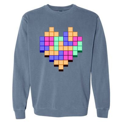 Heart Block Game Valentine's Day Gamer Love Garment-Dyed Sweatshirt