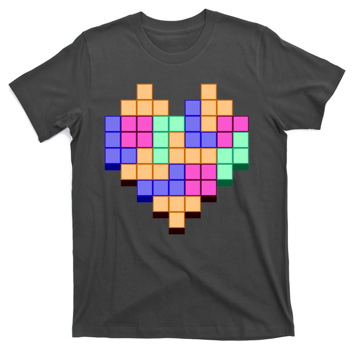 Heart Block Game Valentine's Day Gamer Love T-Shirt