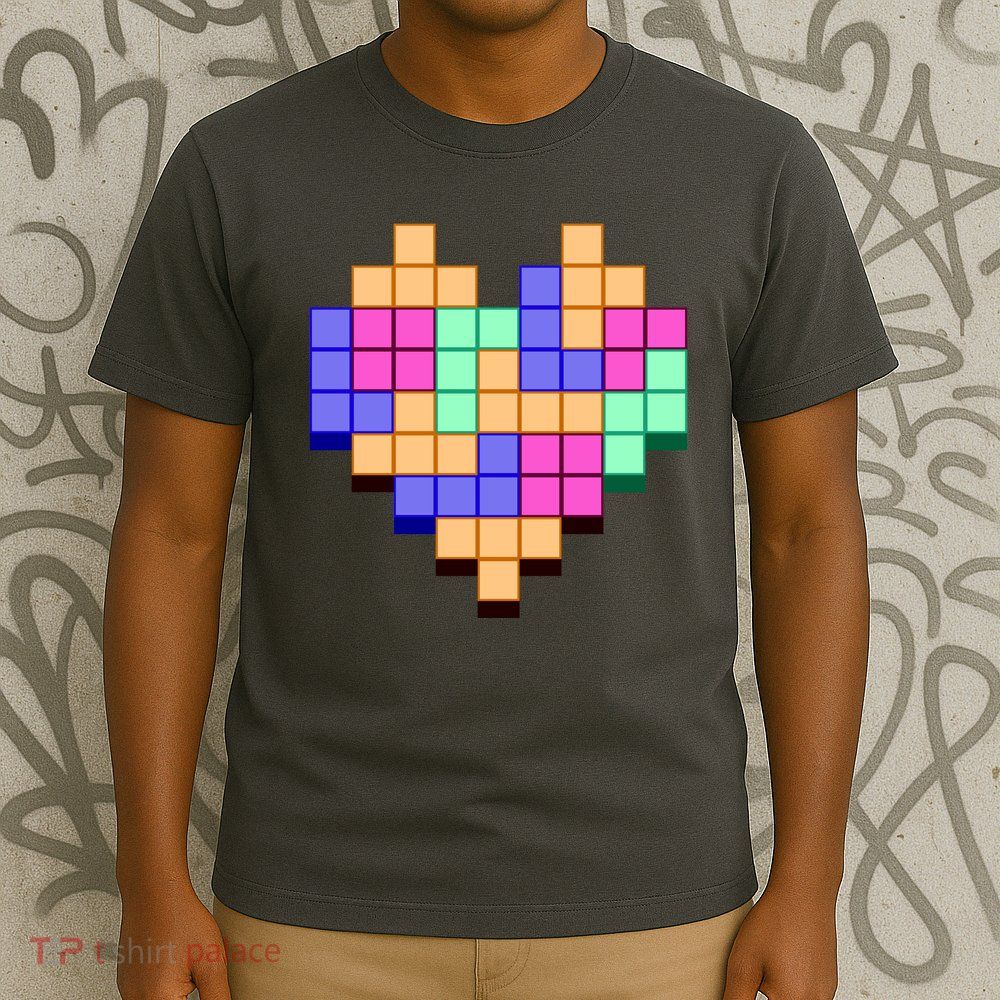 Heart Block Game Valentine's Day Gamer Love T-Shirt
