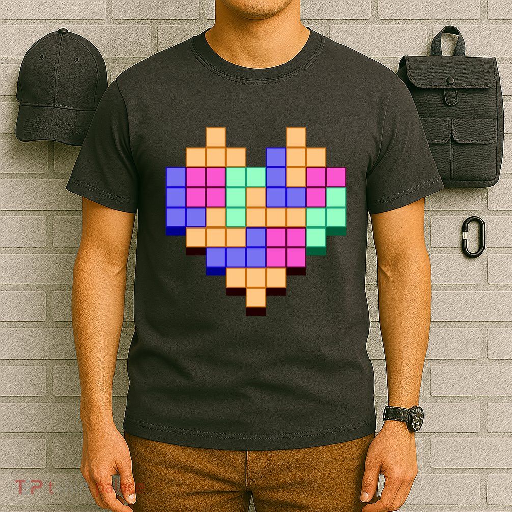 Heart Block Game Valentine's Day Gamer Love T-Shirt