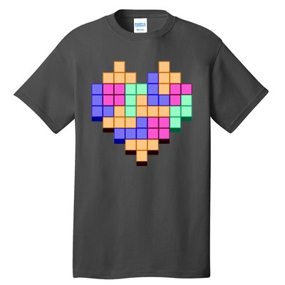 Heart Block Game Valentine's Day Gamer Love Tall T-Shirt