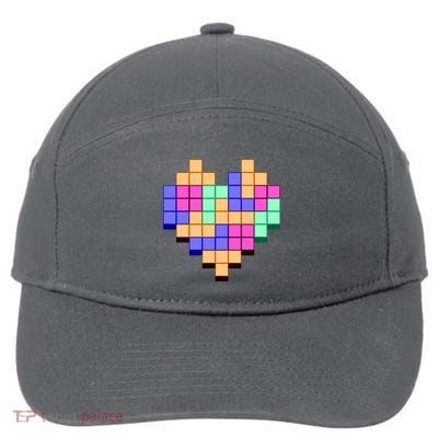 Heart Block Game Valentine's Day Gamer Love 7-Panel Snapback Hat