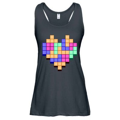 Heart Block Game Valentine's Day Gamer Love Ladies Essential Flowy Tank