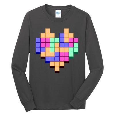 Heart Block Game Valentine's Day Gamer Love Tall Long Sleeve T-Shirt