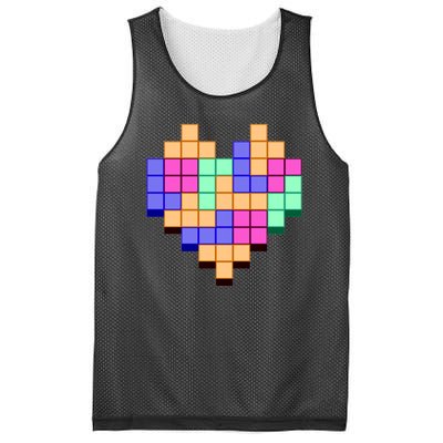 Heart Block Game Valentine's Day Gamer Love Mesh Reversible Basketball Jersey Tank