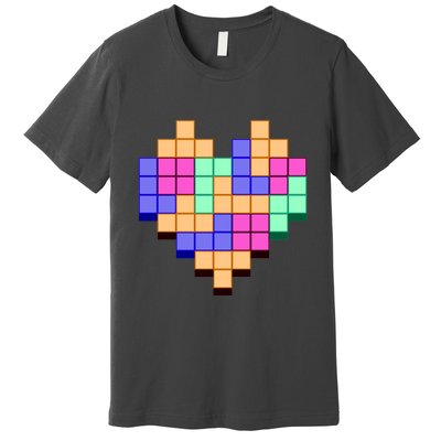 Heart Block Game Valentine's Day Gamer Love Premium T-Shirt