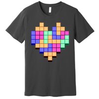 Heart Block Game Valentine's Day Gamer Love Premium T-Shirt