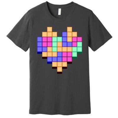 Heart Block Game Valentine's Day Gamer Love Premium T-Shirt