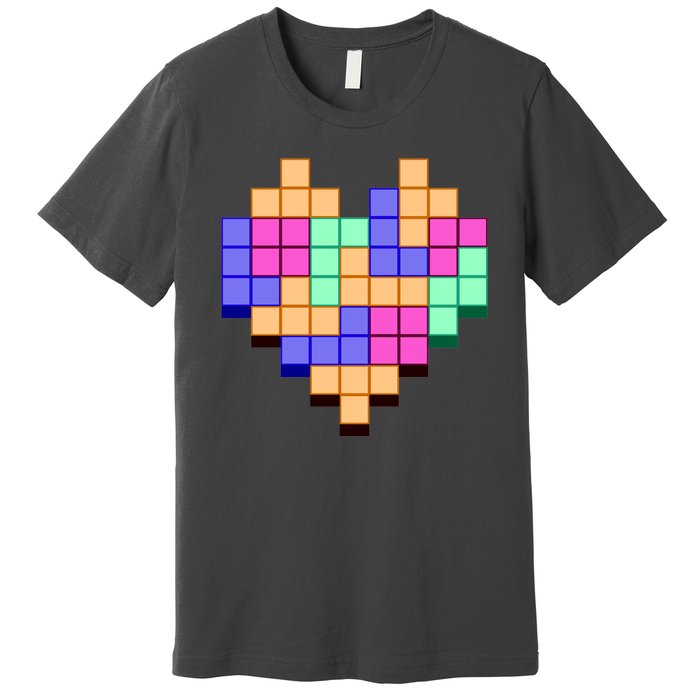 Heart Block Game Valentine's Day Gamer Love Premium T-Shirt