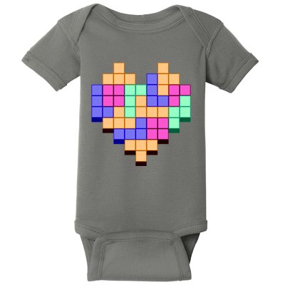 Heart Block Game Valentine's Day Gamer Love Baby Bodysuit