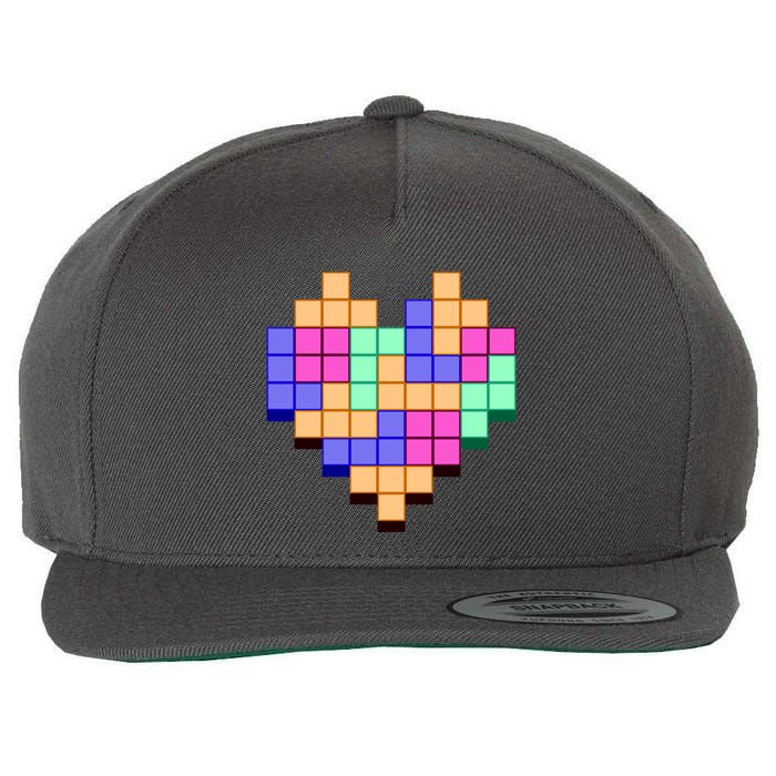 Heart Block Game Valentine's Day Gamer Love Wool Snapback Cap