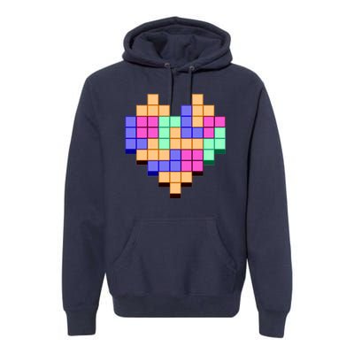 Heart Block Game Valentine's Day Gamer Love Premium Hoodie