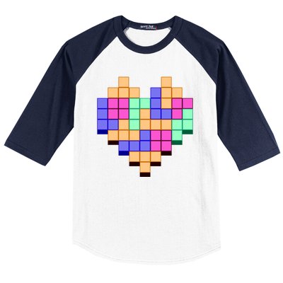 Heart Block Game Valentine's Day Gamer Love Baseball Sleeve Shirt