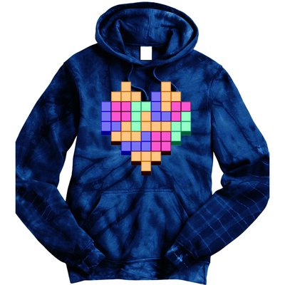 Heart Block Game Valentine's Day Gamer Love Tie Dye Hoodie