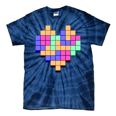 Heart Block Game Valentine's Day Gamer Love Tie-Dye T-Shirt