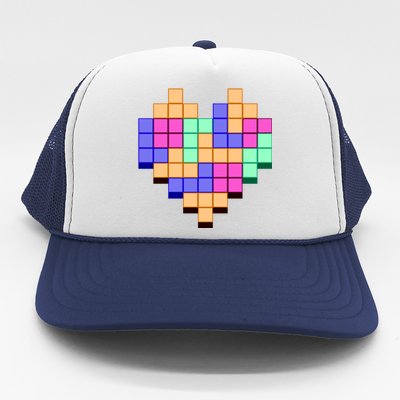 Heart Block Game Valentine's Day Gamer Love Trucker Hat