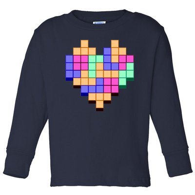 Heart Block Game Valentine's Day Gamer Love Toddler Long Sleeve Shirt