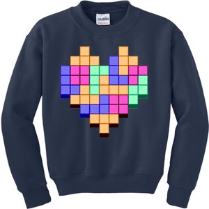 Heart Block Game Valentine's Day Gamer Love Kids Sweatshirt