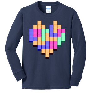 Heart Block Game Valentine's Day Gamer Love Kids Long Sleeve Shirt