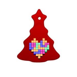 Heart Block Game Valentine's Day Gamer Love Ceramic Tree Ornament