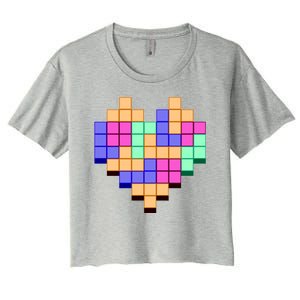 Heart Block Game Valentine's Day Gamer Love Women's Crop Top Tee