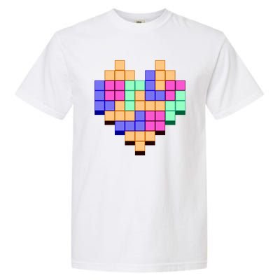 Heart Block Game Valentine's Day Gamer Love Garment-Dyed Heavyweight T-Shirt