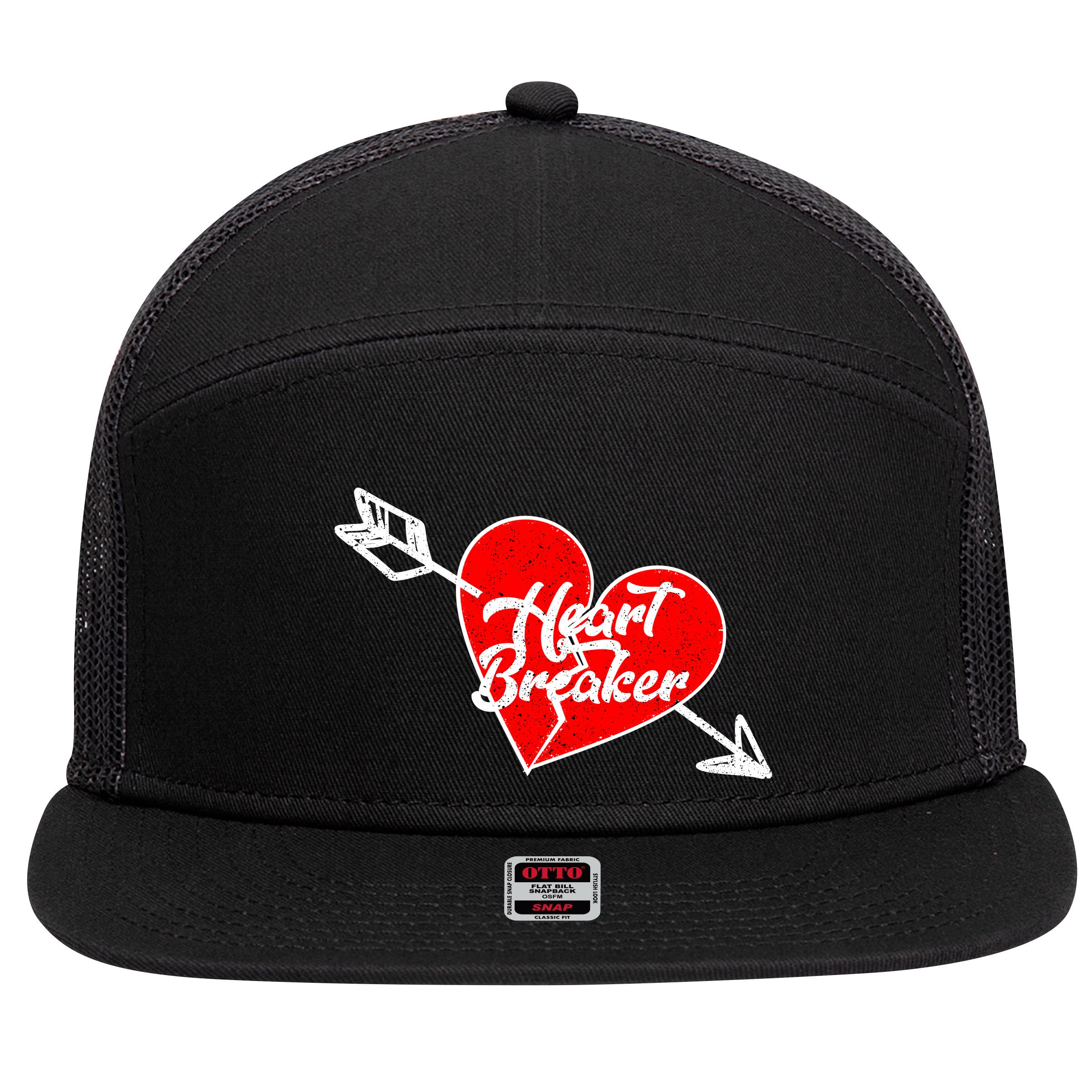 Heart Breaker Valentine's Day Broken Heart Arrow 7 Panel Mesh Trucker Snapback Hat