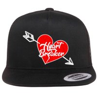 Heart Breaker Valentine's Day Broken Heart Arrow Flat Bill Trucker Hat