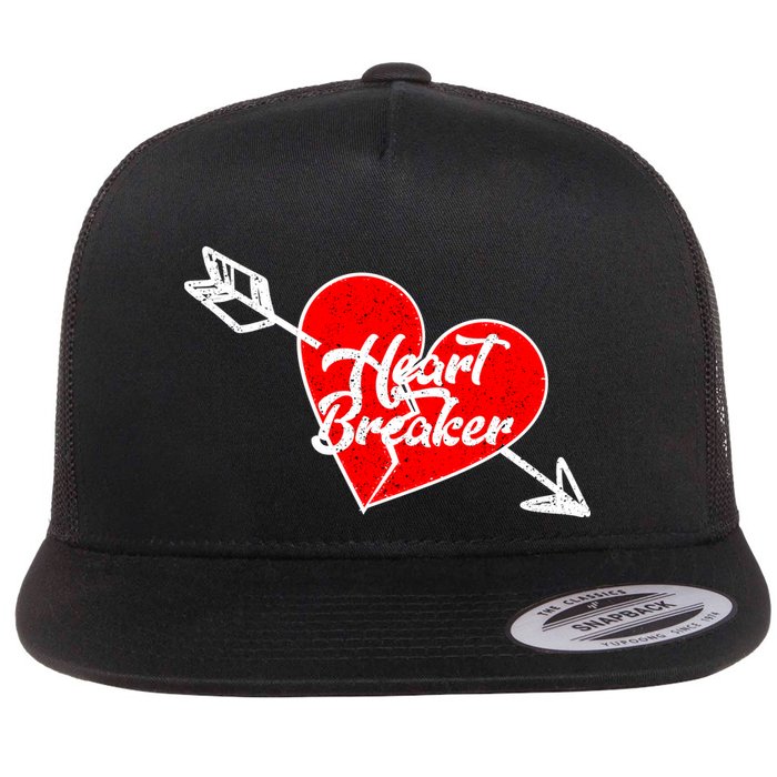 Heart Breaker Valentine's Day Broken Heart Arrow Flat Bill Trucker Hat