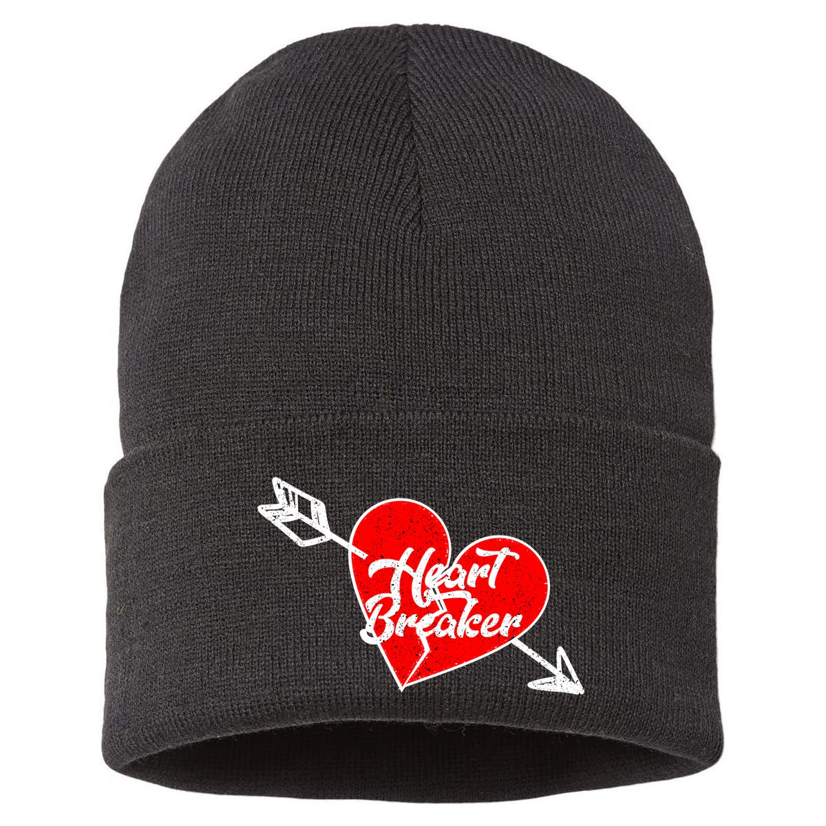 Heart Breaker Valentine's Day Broken Heart Arrow Sustainable Knit Beanie
