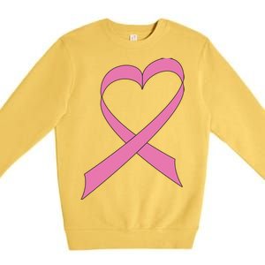 Heart Breast Cancer Ribbon Premium Crewneck Sweatshirt