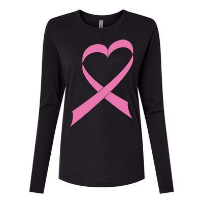 Heart Breast Cancer Ribbon Womens Cotton Relaxed Long Sleeve T-Shirt