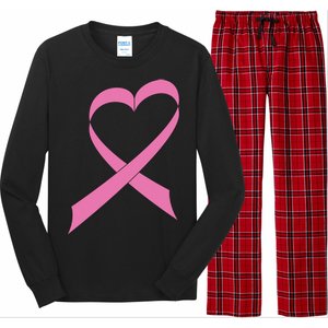 Heart Breast Cancer Ribbon Long Sleeve Pajama Set