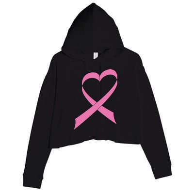 Heart Breast Cancer Ribbon Crop Fleece Hoodie