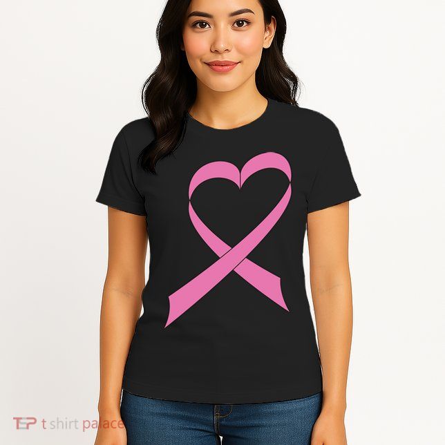 Heart Breast Cancer Ribbon Womens T-Shirt