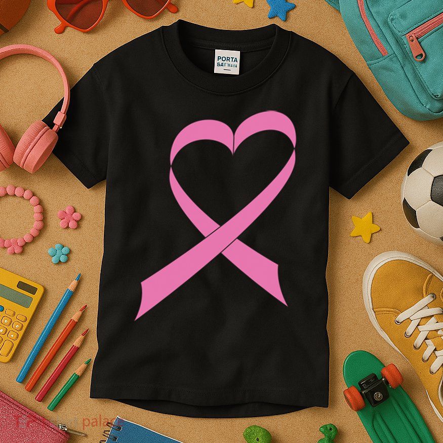 Heart Breast Cancer Ribbon Kids T-Shirt