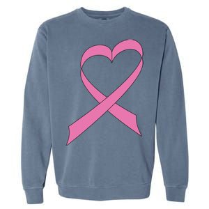 Heart Breast Cancer Ribbon Garment-Dyed Sweatshirt