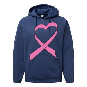 Heart Breast Cancer Ribbon Performance Fleece Hoodie