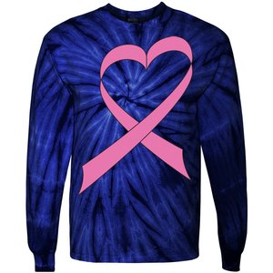 Heart Breast Cancer Ribbon Tie-Dye Long Sleeve Shirt