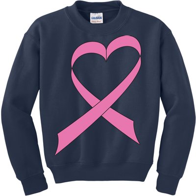 Heart Breast Cancer Ribbon Kids Sweatshirt