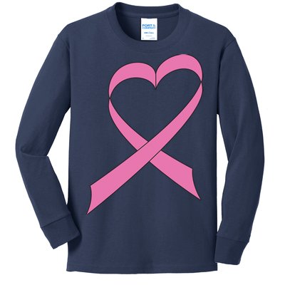 Heart Breast Cancer Ribbon Kids Long Sleeve Shirt