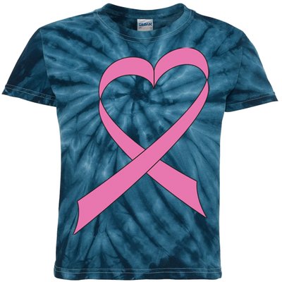 Heart Breast Cancer Ribbon Kids Tie-Dye T-Shirt