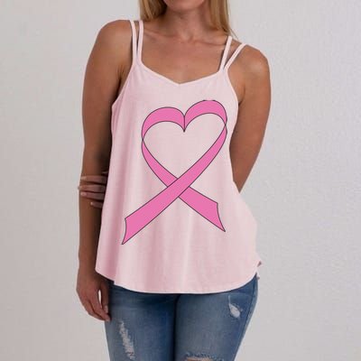 Heart Breast Cancer Ribbon Women's Strappy Tank