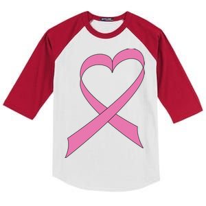 Heart Breast Cancer Ribbon Kids Colorblock Raglan Jersey