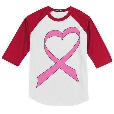 Heart Breast Cancer Ribbon Kids Colorblock Raglan Jersey